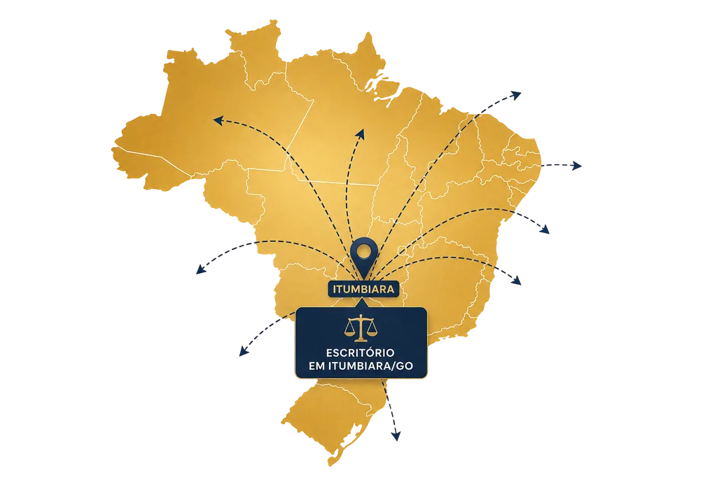Mapa do Brasil com sede em Itumbiara/GO e atendimento em todo o país